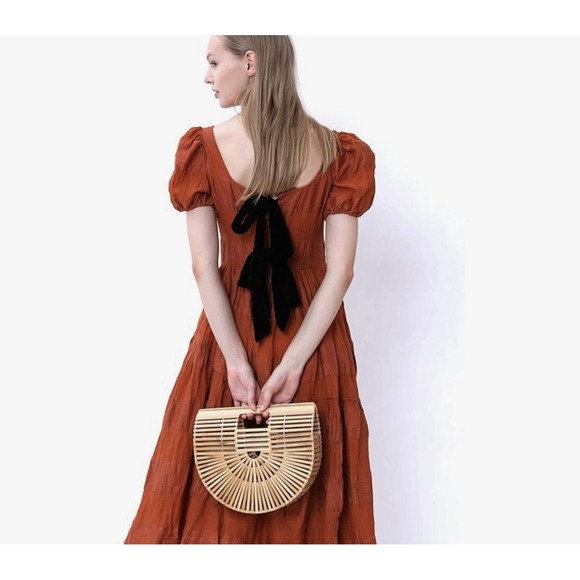 The Unbranded Brand Handbags - Vintage Cult Gaia Inspired Bamboo Arc Bag Handmade Purse Beach Summer Purse EUC